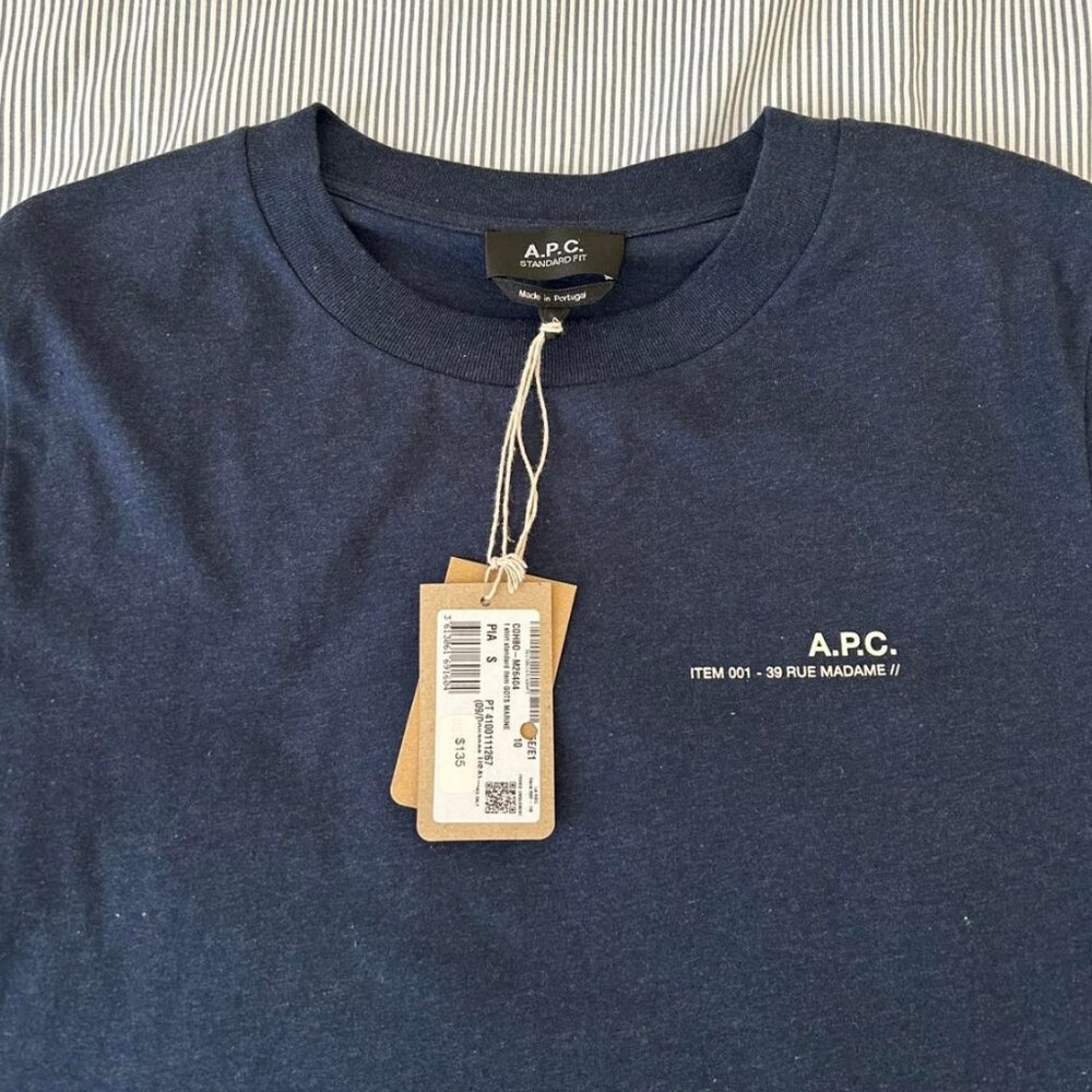 brand new apc navy blue shirt